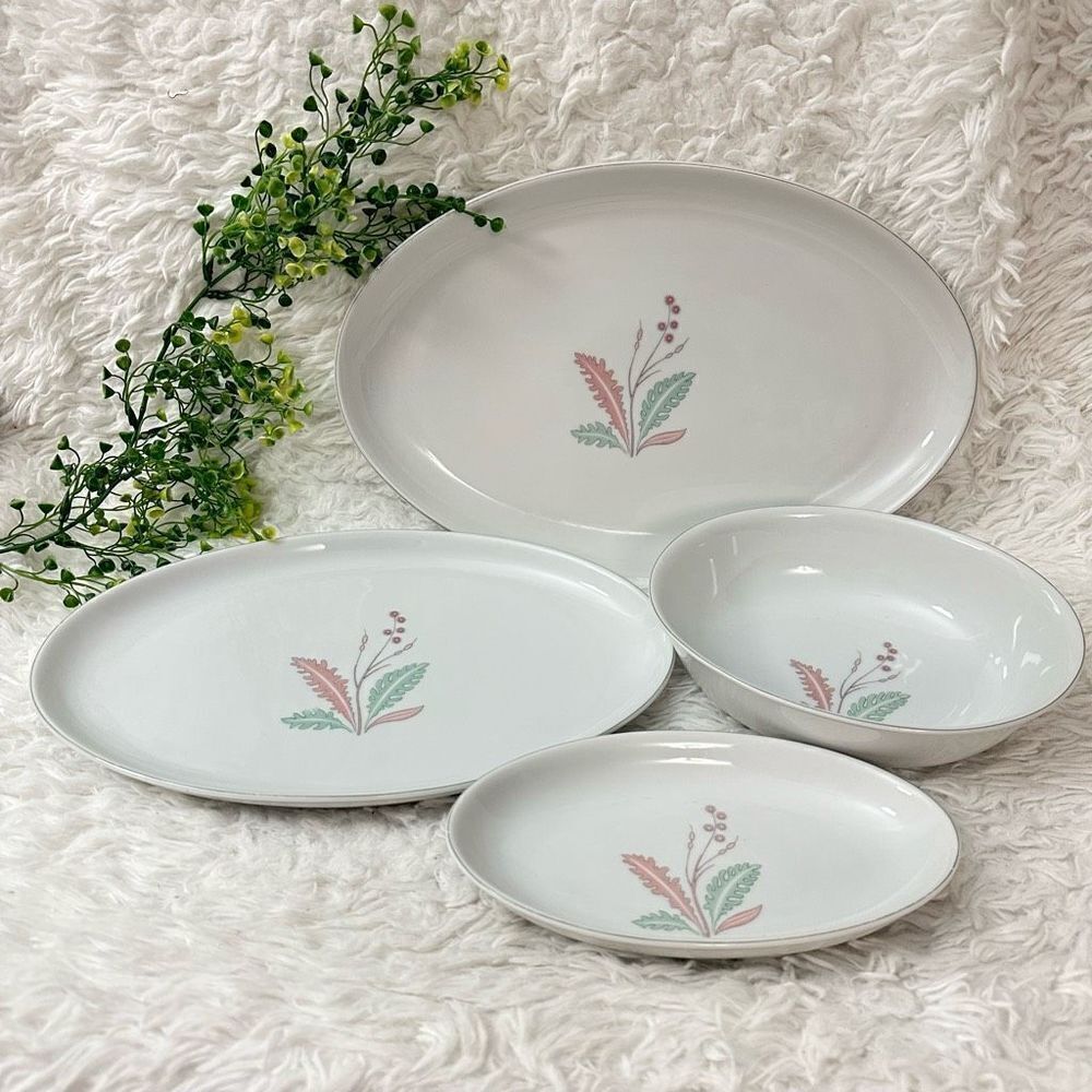 Porzellanfabrik Arzberg‎ Floral Print Germany Set of 4 Porcelain Oval Platters